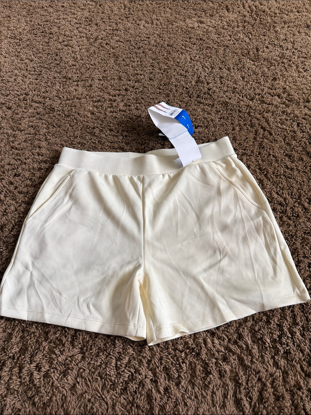 Women's butter yellow Athletic Shorts with Elastic Waistband and Pockets